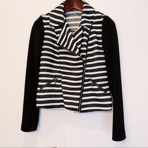 Striped Diagonal Zip Jacket
